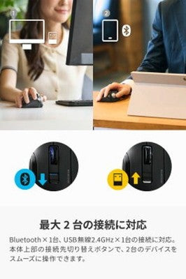 ELECOM bitra Trackball Mouse Quiet Thumb Bluetooth 2.4GHz M-MT1MRSABK Black