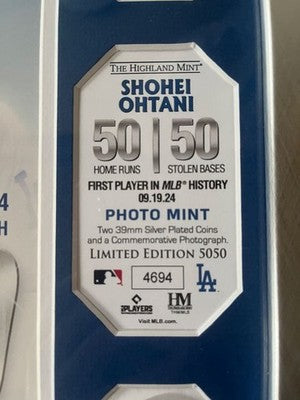 Shohei Ohtani #17 Dodgers 50-50 Commemorative Double Coin Photo Mint Limited *3