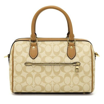 COACH Rowan Satchel Signature Canvas Stripe Light Khaki CR122 Outlet New