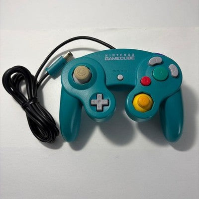 Official Nintendo GameCube Controller Emerald Blue DOL-003 Authentic GC Tested