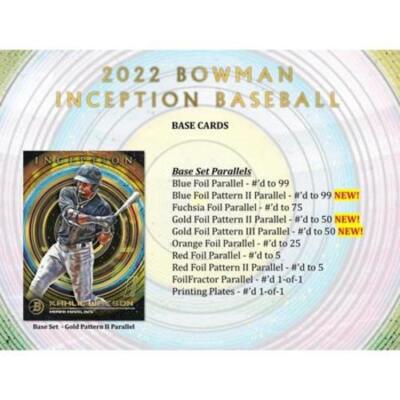 NEW 2022 Bowman Inception Baseball Hobby Box Topps MLB 2Autograph Card Parallel
