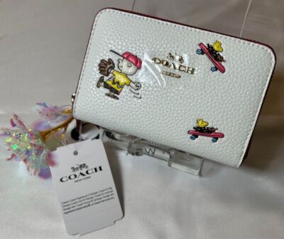 COACH × PEANUTS Coin Case C4901 IMCAH Coin Case with Sports Print