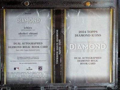 Shohei Ohtani & Ichiro 2024 Topps Autograph Card 3/3 Diamond Relic Book Card