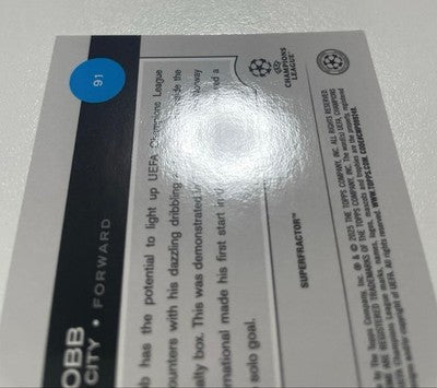 2024 Topps Chrome OSCAR BOBB SUPERFRACTOR UEFA Manchester City 1/1 1of1