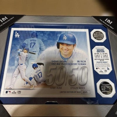 Shohei Ohtani #17 Dodgers 50-50 Commemorative Double Coin Photo Mint Limited *2