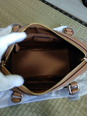 COACH Rowan Satchel Signature Canvas Stripe Light Khaki CR122 Outlet New