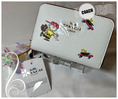 COACH × PEANUTS Coin Case C4901 IMCAH Coin Case with Sports Print