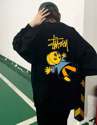 see description size M-XL Stussy Plush Fleece Thick Crew Neck Parka Black Gray