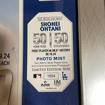 Shohei Ohtani 50-50 Record Achievement Double Coin Photo Mint with Serial Number
