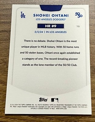 Topps 2024 Shohei Otani 50/50 Orange parallel card Los Angeles Dodgers MBL
