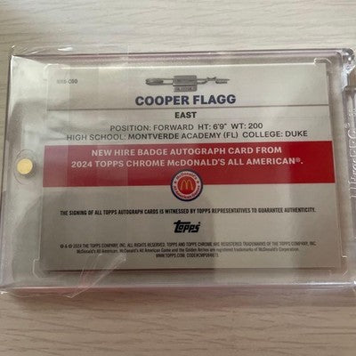 2024 TOPPS CHROME McDONALD'S ALL AMERICAN COOPER FLAGG tops chrome autograph 50
