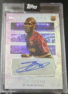 2008-09 Eric Abidal Topps Barcelona Triple Autographed Football /49