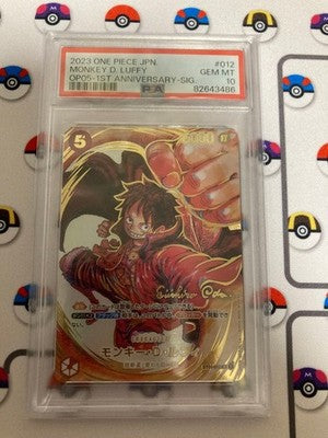 PSA10 PRISTINE MONKEY D LUFFY 1ST ANNIVERSARY SIGNED ODA JAPAN gift