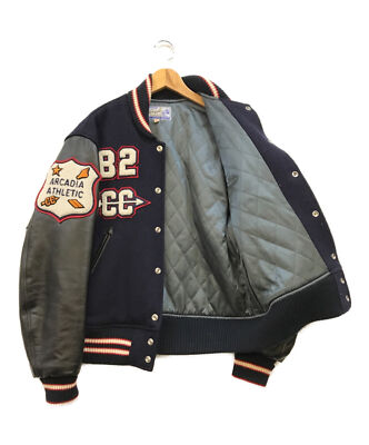 【38】 WHITESVILLE WV13682 Leather Stadium Jumper Arcadia Athletics Navy