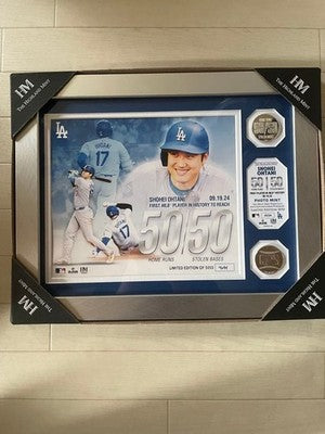 Shohei Ohtani #17 Dodgers 50-50 Commemorative Double Coin Photo Mint Limited *3