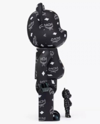 MCM Bearbrick 100% & 400% Set Black Figure MCM Logo Print