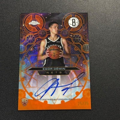 Topps 2025 Chrome Egor Demin NBA Autograph/25 Sports Card Orange Rookie