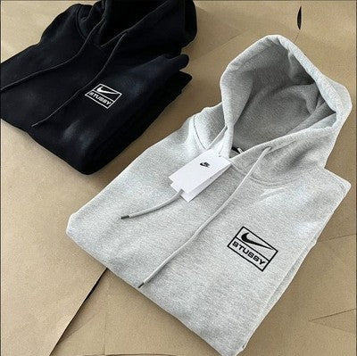 see description size S-XL Stussy Nike Embroidery Fleece Hooded Sweat Black Gray