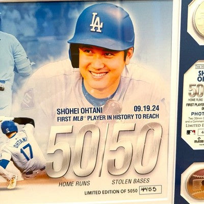 Shohei Ohtani 50-50 Club Limited Double Coin Photo Mint - Serial Numbered Dodgers *6