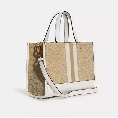 Coach Patch Dempsey Carryall Signature Jacquard with Stripes Khaki/Chalk