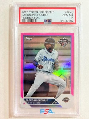 2023 Jackson Chourio Topps Pro Debut Fuchia Foil #PD40 PSA10 Trading Card