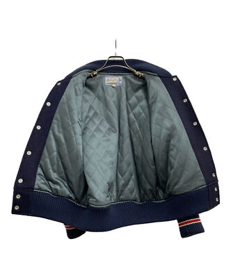 【36】 WHITESVILLE WV13949 Leather Stadium Jumper Navy x Beige