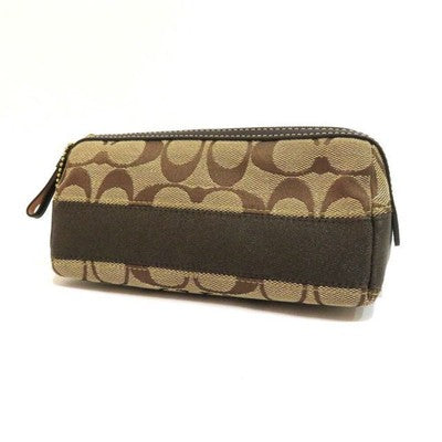 Coach pouch signature beige canvas Pencil case Cosmetic Case Zip case ladies
