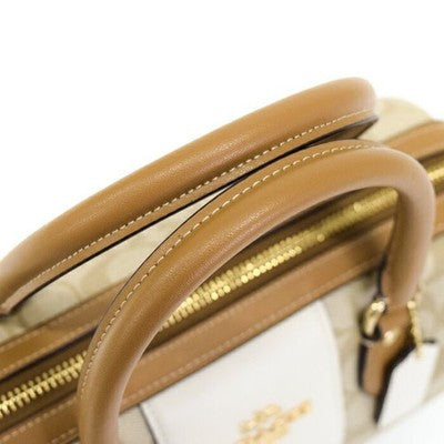 COACH Rowan Satchel Signature Canvas Stripe Light Khaki CR122 Outlet New