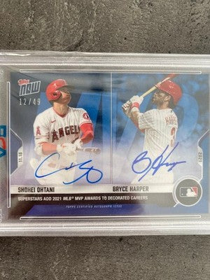 2021 Topps Now Shohei Ohtani & Harper Autograph Card PSA10 12/49 MBL Angels
