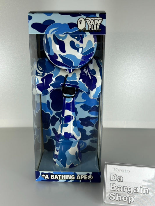 A BATHING APE Japanese Kendama ABC CAMO Pattern Blue JPN Skill Toy Cypress Wood