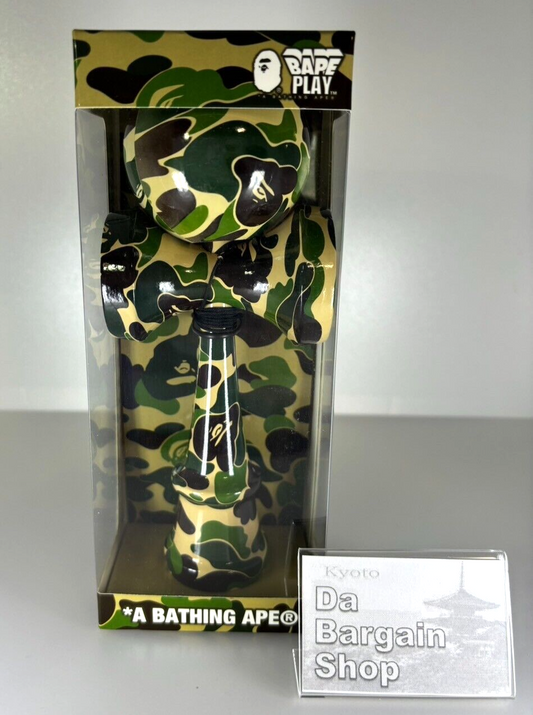 A BATHING APE Japanese Kendama  ABC CAMO Pattern GREEN JPN Toy Cypress Wood