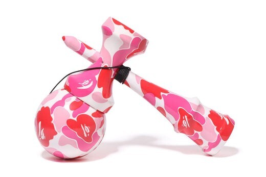 A BATHING APE Japanese Kendama  ABC CAMO Pattern Pink JPN Skill Toy Cypress Wood