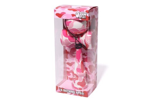 A BATHING APE Japanese Kendama  ABC CAMO Pattern Pink JPN Skill Toy Cypress Wood