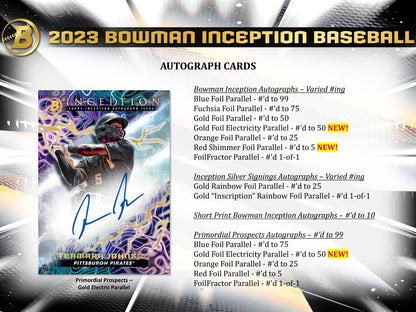 Bargain price  2023 Topps Bowman Inception Baseball Hobby Box