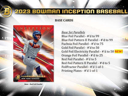 2023 Bowman Inception Baseball Hobby Box - Factory Sealed