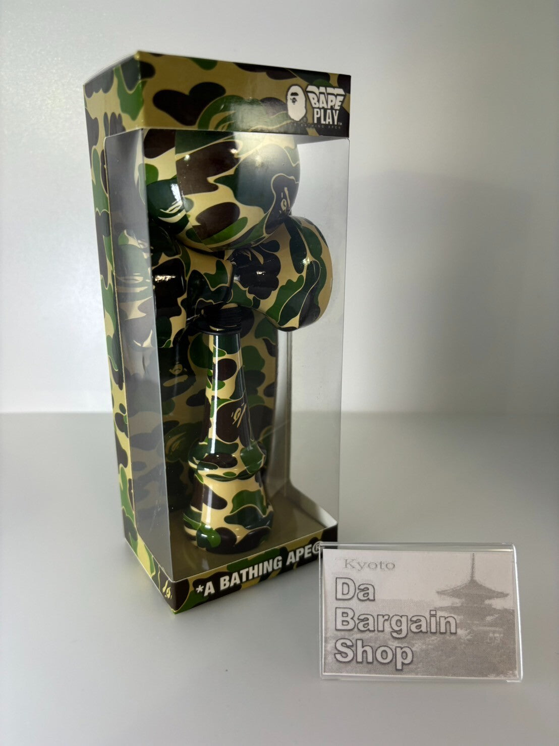A BATHING APE Japanese Kendama  ABC CAMO Pattern GREEN JPN Toy Cypress Wood