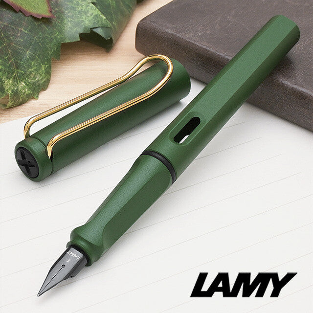 bargain price LAMY safari field green gold clip fountain pen　EF,F,Msp