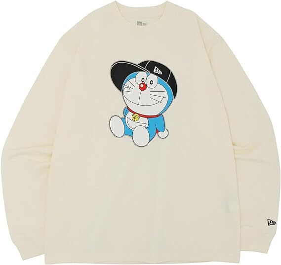 NEW ERA Doraemon Cotton Long Sleeve T-Shirt Cap Off White Regular Fit JAPAN New
