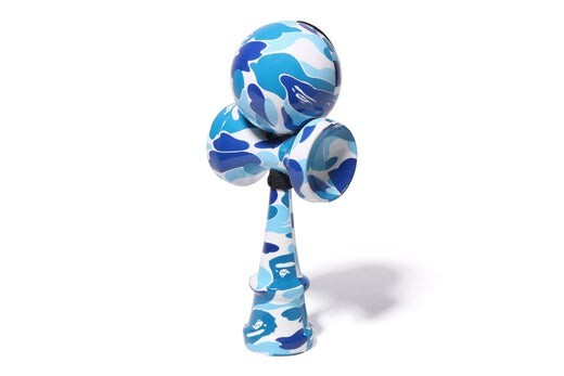 A BATHING APE Japanese Kendama ABC CAMO Pattern Blue JPN Skill Toy Cypress Wood