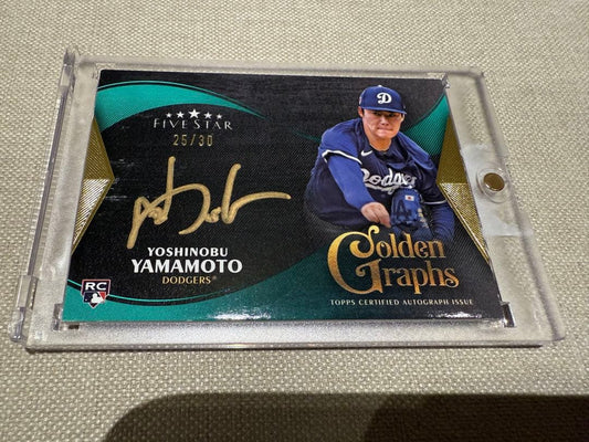 Topps 2024 Yoshinobu Yamamoto Gold Autograph Card 25/30 Limited to 30 pieces